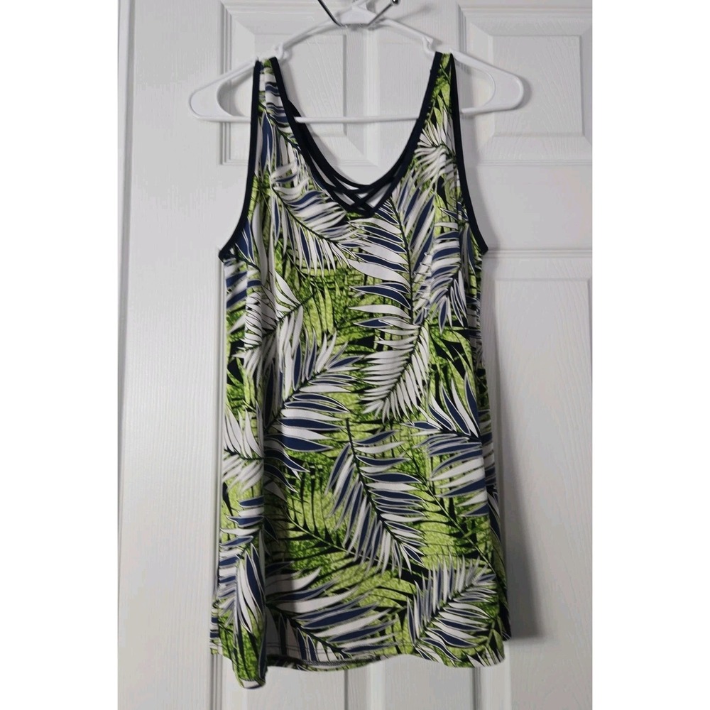 Rue Juju Womans Sleeveless V Neck Hawaiian Tank Top Size Large